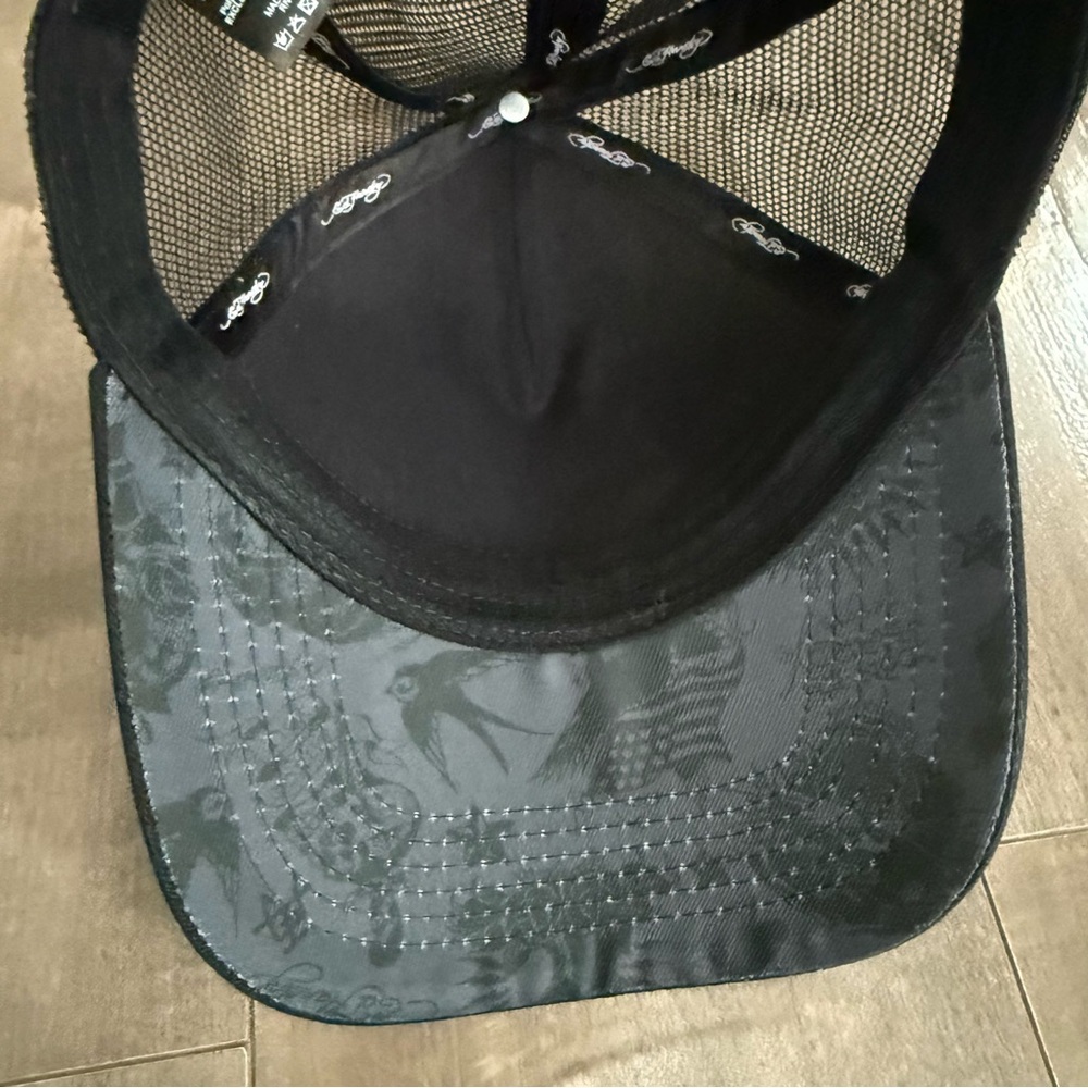 Ed Hardy Tiger Hat Trucker Baseball Cap Black Cream Pink Adjustable One‎ Size - Picture 7 of 8